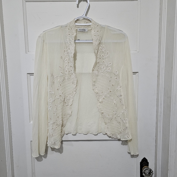 Marconi Sweaters - Marconi beaded lace sheer cottage core